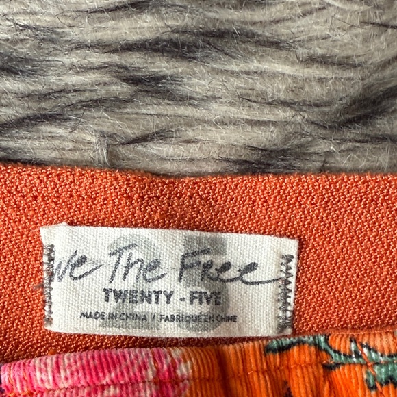 Free People Orange Floral Flare Corduroy pull on pants - Picture 5 of 6
